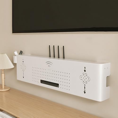 STCERY Wandmontierter WLAN-Box-Versteck, Router Aufbewahrungsbox, Modem-Rack-Abdeckung, Kabelmanagement-Versteck-Organizer, Medien-Aufbewahrungsschrank, Für Büro, Zuhause(White,80cm/31.5in) von STCERY