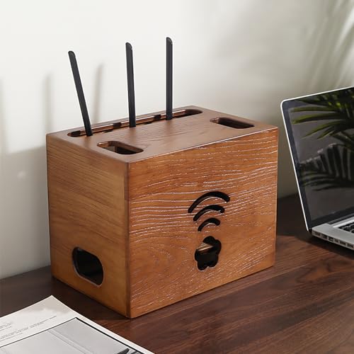 STCERY WiFi-Box-Versteck, Mehrschichtige Router-Aufbewahrungsbox Für Den Desktop, Hölzerner Versteck-Organizer Mit Regalen Für Schlafzimmer, Wohnzimmer Und Büro von STCERY