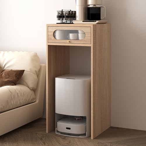 Saugroboter Ständer Staubsauger, Aufbewahrungsregal Für Kehrroboter, Versteckter Roboter-staubsaugerschrank Aus Holz, Versteckter Beistelltisch, Vielseitiges Zuhause(Beige,50 * 110cm/19.7 * 43.3in) von STCERY