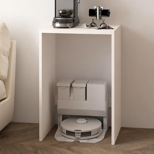 Saugroboter Ständer Staubsauger, Aufbewahrungsregal Für Kehrroboter, Versteckter Roboter-staubsaugerschrank Aus Holz, Versteckter Beistelltisch, Vielseitiges Zuhause(White,45 * 75cm/17.7 * 29.5in) von STCERY