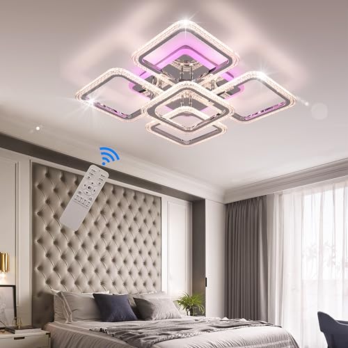 STCH LED Deckenleuchte, Lampen Deckenlampen Dimmbar Modern Deckenleuchten Quadrat Pendelleuchte 100W, Deckenlampe Wohnzimmer mit Fernbedienung Deckenbeleuchtung für Schlafzimmer Küche Flur Büro STCH LED Deckenleuchte, Lampen Deckenlampen Dimmbar Modern Deckenleuchten Quadrat Pendelleuchte 100W, Deckenlampe Wohnzimmer mit Fernbedienung Deckenbeleuchtung für Schlafzimmer Küche Flur Büro von STCH