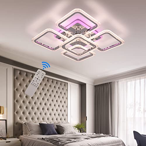 STCH LED Deckenleuchte, Lampen Deckenlampen Dimmbar Modern Deckenleuchten Quadrat Pendelleuchte 100W, Deckenlampe Wohnzimmer mit Fernbedienung Deckenbeleuchtung für Schlafzimmer Küche Flur und Büro von STCH