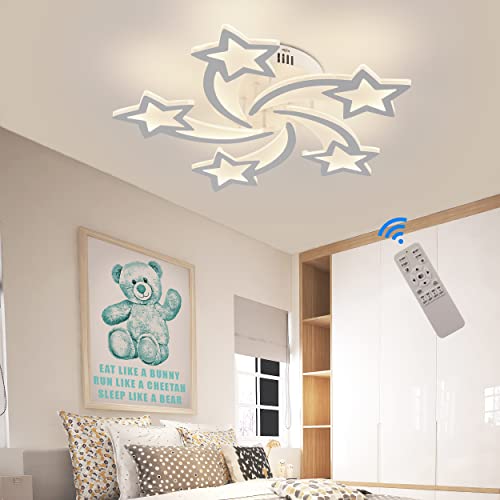 STCH LED Deckenleuchte Kinderzimmer Lampe Decke, Ø65cm, Stern Deckenlampe Moderne Lampen Schlafzimmer mit Nachtlichtfunktion, Deckenleuchten für Kinder Mädchen Babyzimmer Jugendzimmer, 3000-6000K von STCH