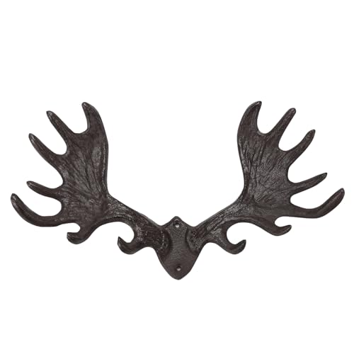 STCREE Vintage Gusseisen Geweih Wandhaken, dekorativer Kleiderbügel, Hirschgeweih, Schlüsselhalter, rustikale Metall-Wandhaken TQDWST006 von STCREE