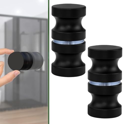 STCRERAG 2 Stück Duschtürknöpfe Metall Dusche Türknopf Schwarz Duschtürgriff Beidseitig Türknopf 62*30mm Dauerhaft Duschtürknopf Rostfrei Duschtürknopf für Glastür Kleiderschranktüren Badezimmertüren von STCRERAG