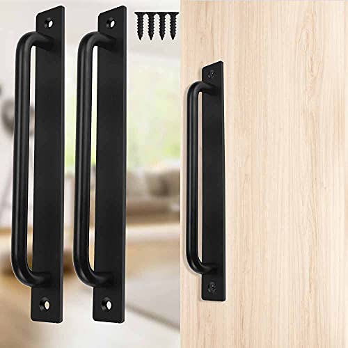STCRERAG Handgriff für Möbel, 2 Stück Handgriff Türgriff Schwarz Aluminiumlegierung Schiebetür Griff Weinlese Eisenware Türgriff Schranktürgriffe Scheunentor Griff mit 4 Schrauben für Schiebetür von STCRERAG