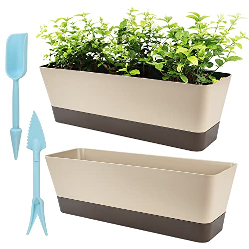 STCRERAG Blumenkasten Set, 2 Stück Rechteckiger Pflanztopf mit 2 Stück Pflanzmaschine Plastik Pflanzkasten Dauerhaft Blumentopf 30.5 * 9.7 * 8.5cm Balko Blumenkästen für Sukkulenten Kräuter Blumen STCRERAG Blumenkasten Set, 2 Stück Rechteckiger Pflanztopf mit 2 Stück Pflanzmaschine Plastik Pflanzkasten Dauerhaft Blumentopf 30.5 * 9.7 * 8.5cm Balko Blumenkästen für Sukkulenten Kräuter Blumen von STCRERAG