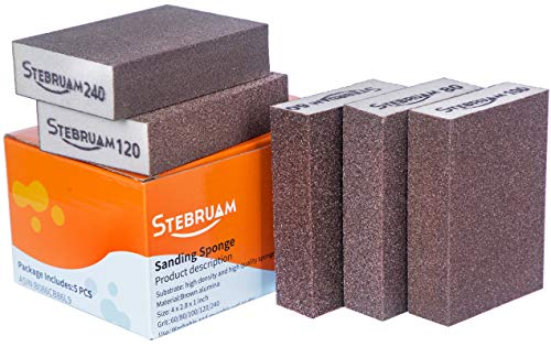 5 PCS Schleifschwamm,grob/mittel/fein/superfein 5 Verschiedene Spezifikationen Schleifpads Sortiment für Holz Metall Wandschaum Trockenbau von STEBRUAM