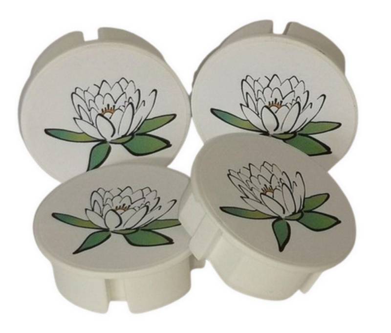 STECKEL Wanddekoobjekt 4 Stück DEKO-STECKEL® - DS-401 Blume weiss Steckdosen Abdeckung schick (Spar-Set, 4er-Set), Staubschutz, Spritzschutz, Dekoration von STECKEL