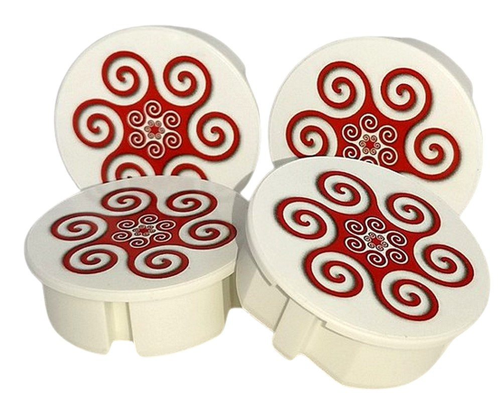 STECKEL Wanddekoobjekt 4 Stück DEKO-STECKEL® - DS-437 Ornament rot - Steckdosen Abdeckung (Sparset, 4er-Set), Spritzschutz, Staubschutz, Dekoration von STECKEL
