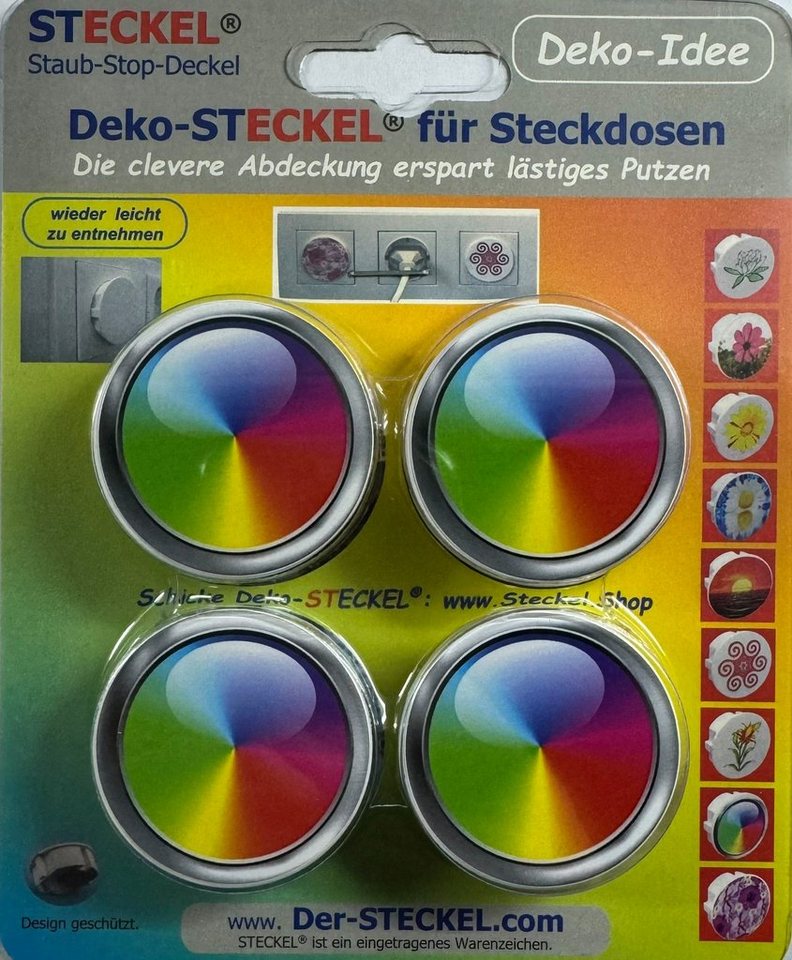 STECKEL Wanddekoobjekt 4 Stück DEKO-STECKEL® - DS-447 Kugel bunt clevere Steckdosen Abdeckung von STECKEL