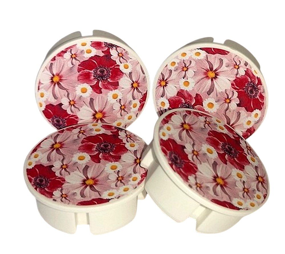 STECKEL Wanddekoobjekt 4 Stück DEKO-STECKEL® - DS-470 Blumenball - Steckdosen Abdeckung (Sparset, 4er-Set) von STECKEL