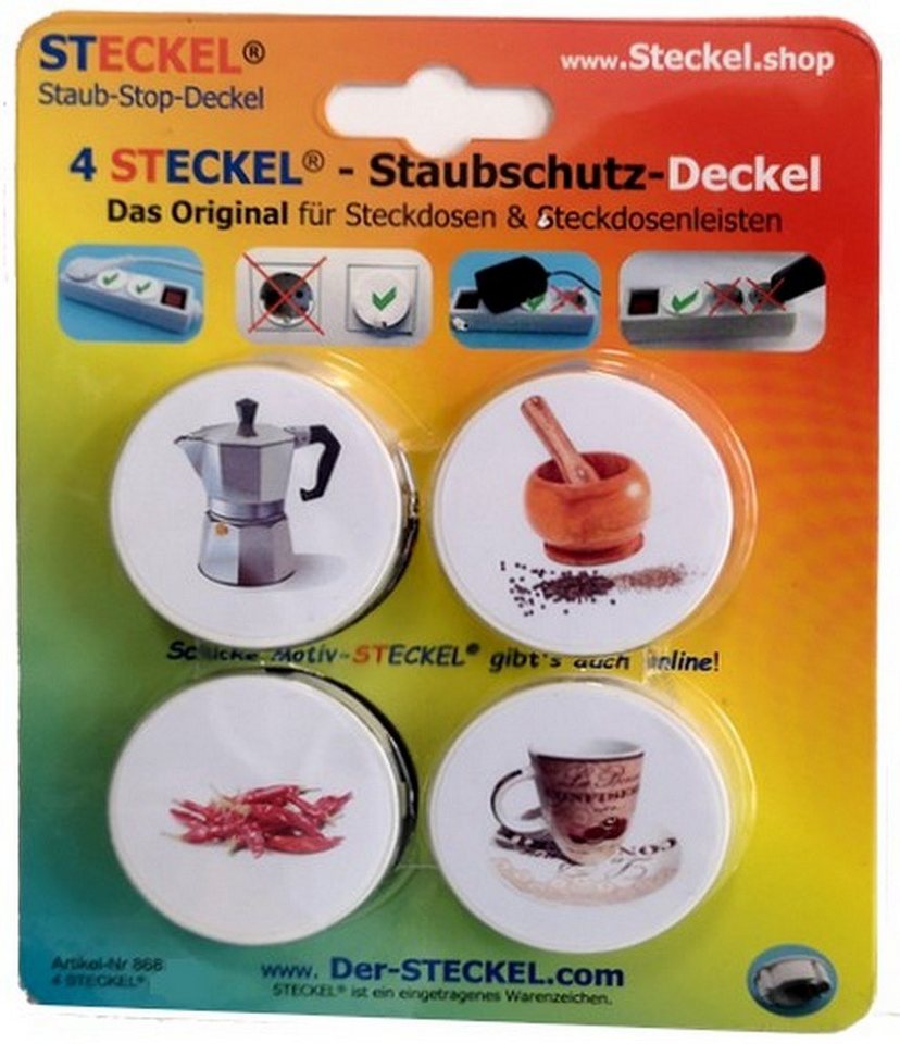 STECKEL Wanddekoobjekt 4 Stück DEKO-STECKEL® - DS-480 Set Küche -Clevere Steckdosen Abdeckung von STECKEL