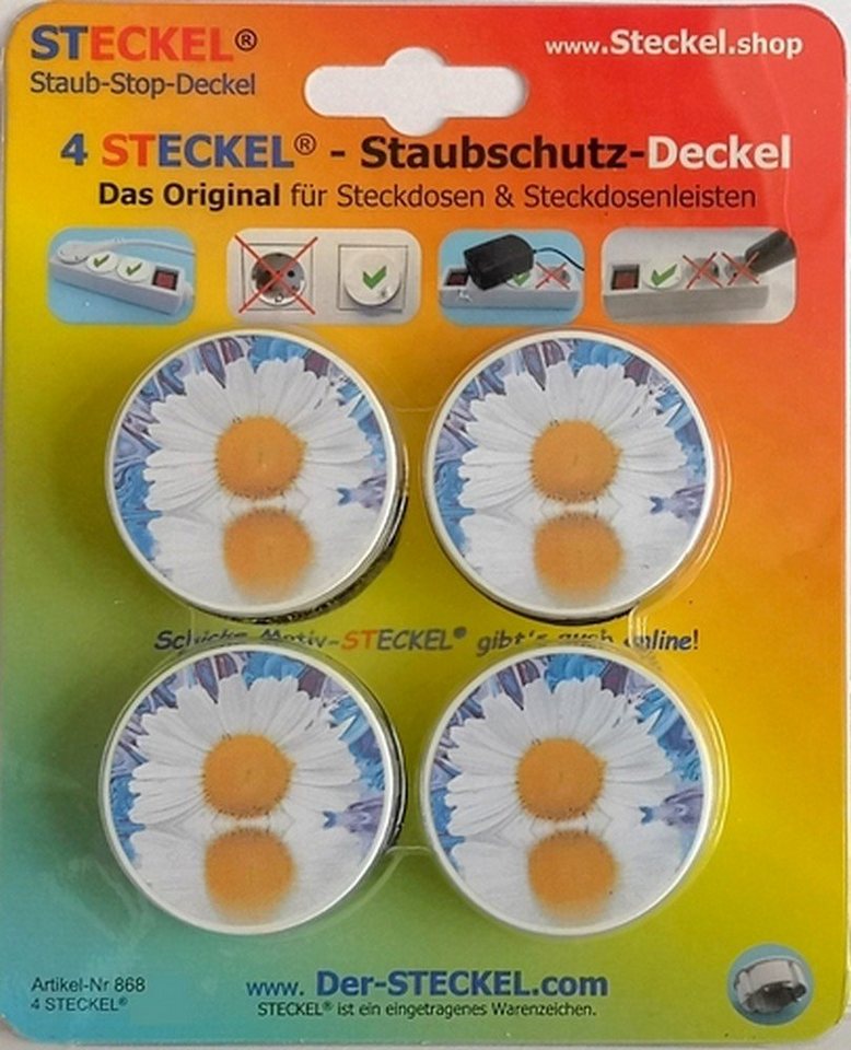 STECKEL Wanddekoobjekt 4 Stück DEKO-STECKEL® Magerite DS-410 die clevere Steckdosen Abdeckung von STECKEL