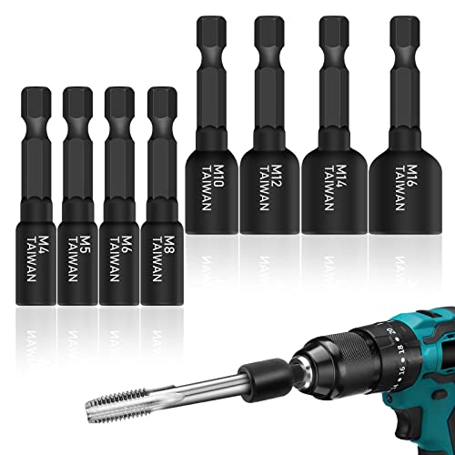 8Stk Gewindebohrer Adapter, M4-M16 1/4 Zoll,Sechskantschaft Maschinengewindebohrer Vierkant Treiber Adapter Für Bohrmaschine von STEEIRO