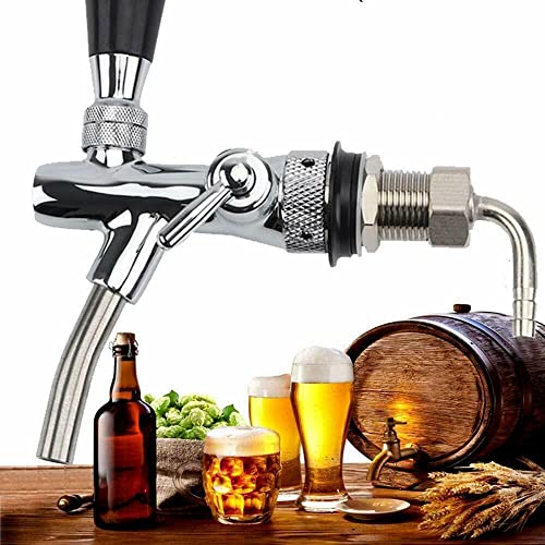 Bierzapfhahn Einstellbare G5/8 Gewinde Bierhahn Chrome Fassbierhahn, Einstellbarer Bier Zapfhahn für Hause Bar Restaurants von STEEIRO