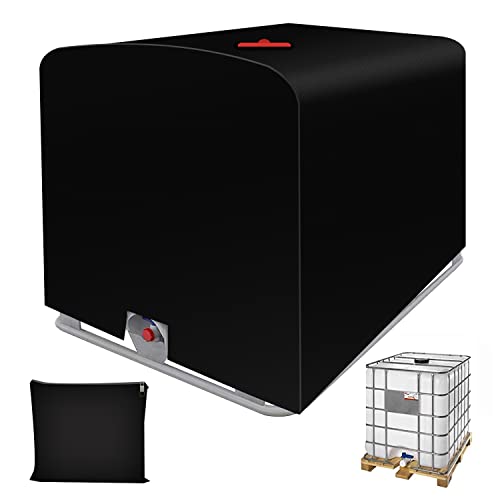 IBC Abdeckung, Wassertank IBC Behälter Abdeckplane, 420D IBC UV-Schutz/Regenwasser Schutzhaube Cover,Mit Öffnung,Für 1000L IBC Container (100x120x116cm) von STEEIRO
