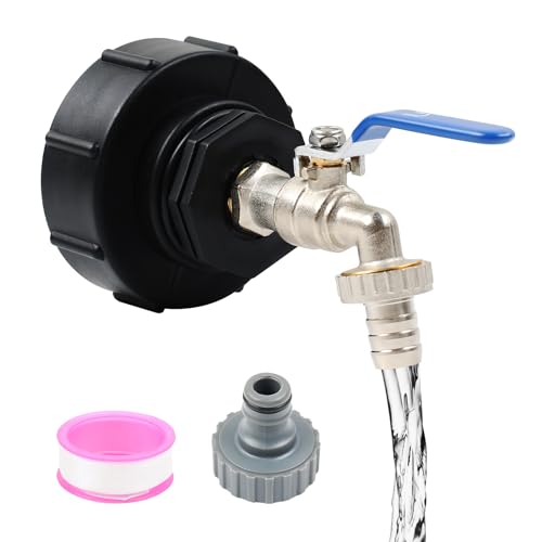 IBC Auslaufhahn,3/4" IBC Tankadapter Wassertank S100x8 Grobgewinde IBC Container Hahn Tank Zubehör Wassertank Schlauchanschluss Zubehör Gartenschlauch von STEEIRO