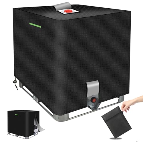 IBC Tank Abdeckung, Wassertank IBC Behälter Abdeckplane, 420D IBC UV-Schutz/Regenwasser Schutzhaube Cover,Mit Öffnung, Reflektierender Streifen,Für 1000L IBC Container (100x120x116cm) von STEEIRO