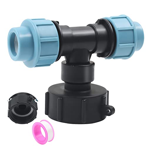 IBC Tankgewindeanschluss S60X6, IBC-Tankadapter, T-Stück für 25mm Rohr Verbinder der Regenwassertanks für IBC Wassertanks ((Drei-Wege-Auslass 25 mm) von STEEIRO