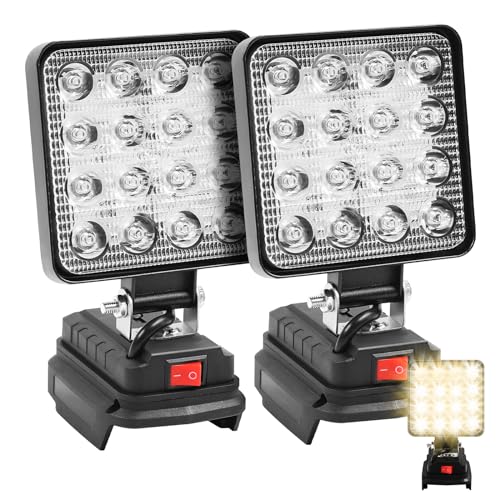 Paar Akku Lampe Für Makita 18v, 27W Led Strahler Außen Akku Lampe, Multifunktionales Led Strahler Akku, Tragbares Arbeitsleuchte Lampe, Taschenlampe Für Wartungsarbeiten, Camping von STEEIRO