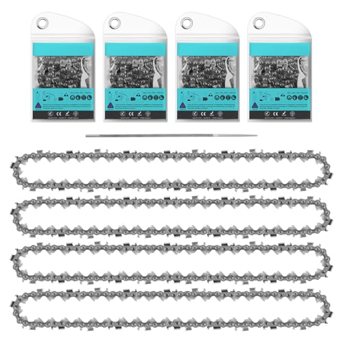 STEEIRO 4er-Pack Sägeketten 3/8"LP 1,1 mm 44 TG 30 cm mit 1 Datei Kompatibel mit Stihl Motorsägen und mehr (3/8" 1,1 mm 44 TG) von STEEIRO