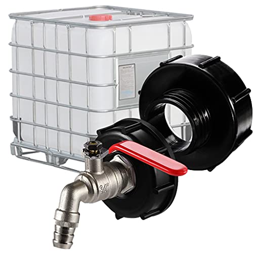 IBC Auslaufhahn, IBC Tankadapter Wassertank S100x8 / S60X6 Grobgewinde - 3/4" IBC Container Hahn Tank Zubehör Wassertank Schlauchanschluss Zubehör Gartenschlauch von STEEIRO