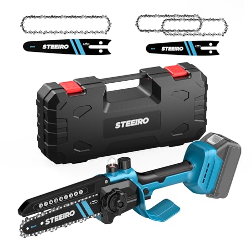 STEEIRO Mini Akku-Kettensäge 6&8 Zoll Kompatibel mit Ma- kita 18V, Bürstenlose Kettensäge mit 30ML Öler＆Werkzeuglose Spannung Tragbare Astsäge für Holzschneiden,Gartenscheren (Ohne Akku) von STEEIRO