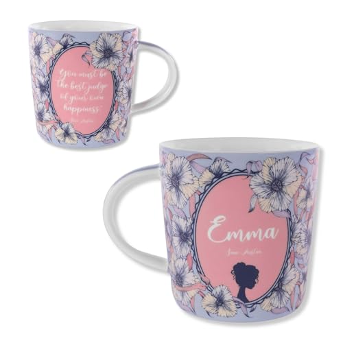 Steel Mill & Co Kaffeetasse für Buchliebhaber, süße Kaffee-/Teetasse mit Griff, für Buchclub, 400 ml, Kaffeetasse mit Lesemotiv, Emma von STEEL MILL AND CO.