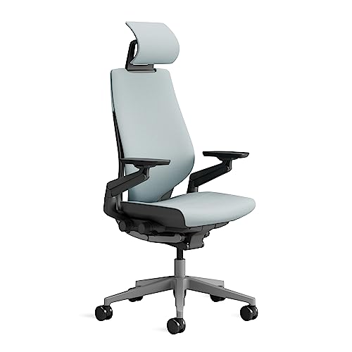 Steelcase Gesture Ergonomischer Bürostuhl mit 360° Armlehnen, 3D-Live Back Lumbalstütze, anpassbarer Kopfstütze Sturmhorizont von Steelcase