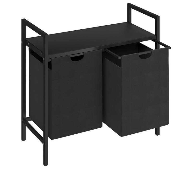 STEELSØN Ausziehwäschekorb Rigil (schwarz mit MDF-Ablage), 2 Fächer, ausziehbar und abnehmbar, 2x 45 l von STEELSØN