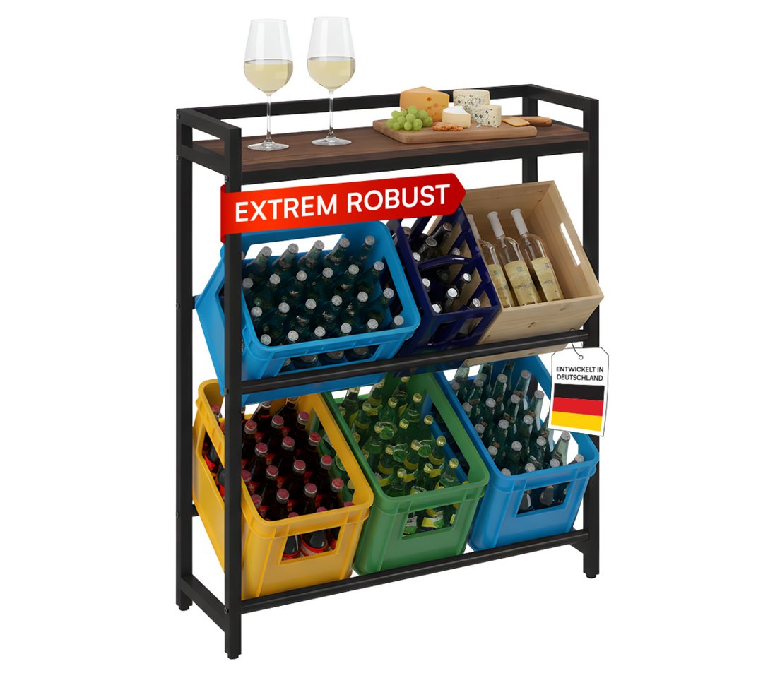 STEELSØN Flaschenregal Astris mit Ablage, Platz für 6 Getränkekisten, mit brauner MDF-Ablagefläche STEELSØN Flaschenregal Astris mit Ablage, Platz für 6 Getränkekisten, mit brauner MDF-Ablagefläche von STEELSØN