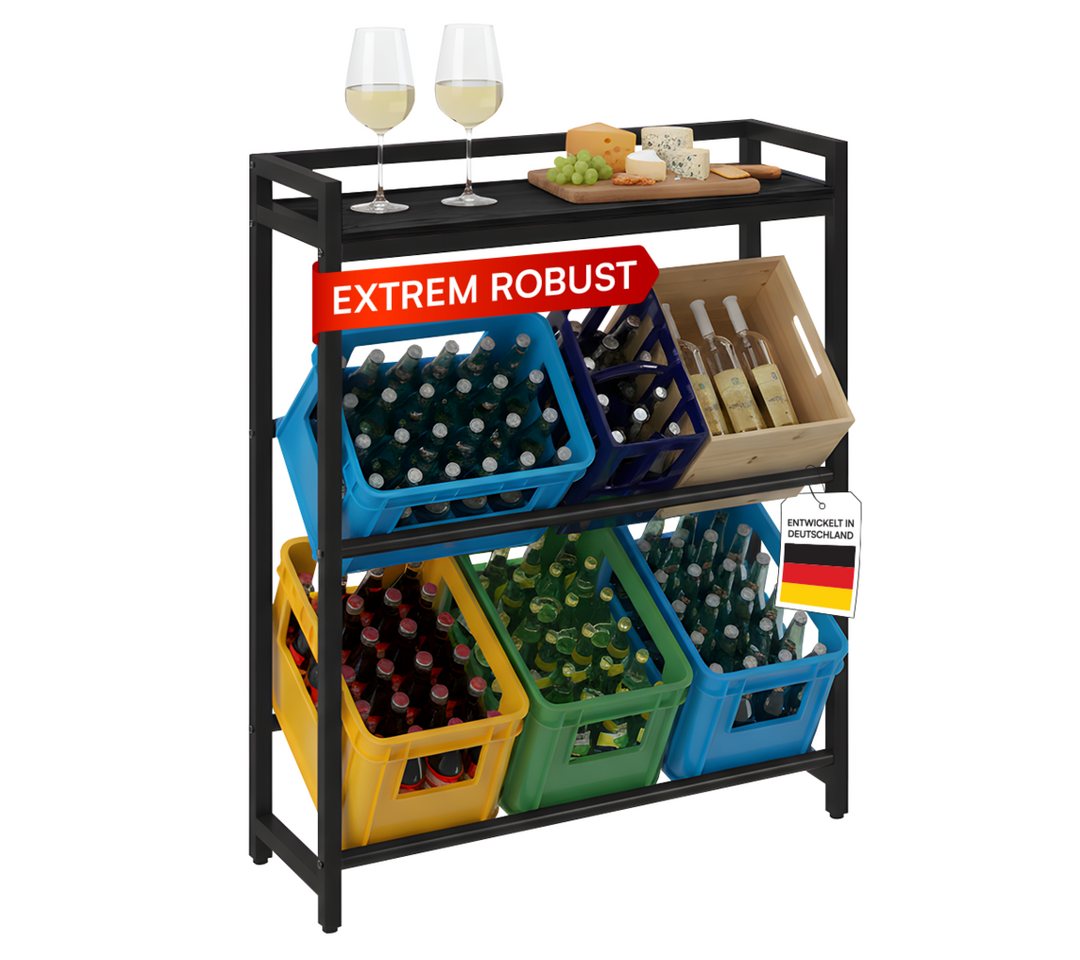 STEELSØN Flaschenregal Astris mit Ablage, Platz für 6 Getränkekisten, mit schwarzer MDF-Ablagefläche STEELSØN Flaschenregal Astris mit Ablage, Platz für 6 Getränkekisten, mit schwarzer MDF-Ablagefläche von STEELSØN