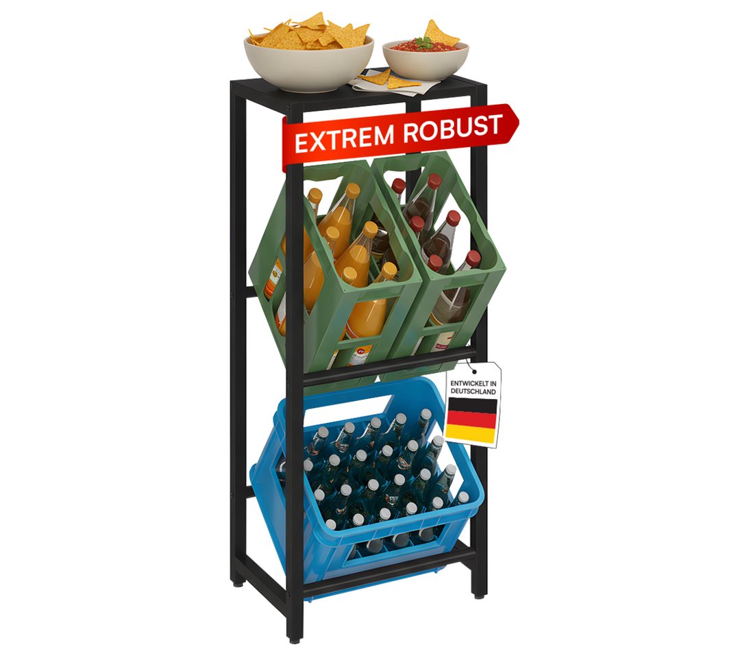 STEELSØN Flaschenregal Macondo mit Ablage, 2 Kisten, Getränkekistenregal aus Metall, auch verfügbar für 4 & 6 Kisten STEELSØN Flaschenregal Macondo mit Ablage, 2 Kisten, Getränkekistenregal aus Metall, auch verfügbar für 4 & 6 Kisten von STEELSØN