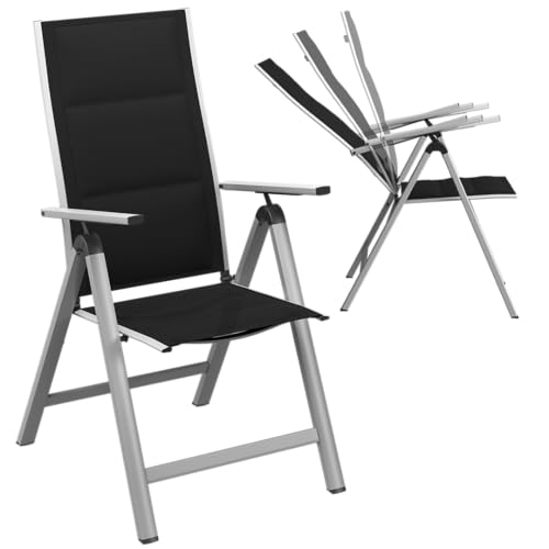STEELSØN Gartenstuhl klappbar 1er-Set Alaris, Hochlehner mit Armlehne Komfort Aluminium Campingstuhl, 6-Fach verstellbare Rückenlehne, Silber von STEELSØN