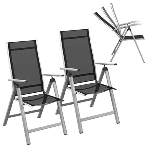 STEELSØN Gartenstuhl klappbar 2er-Set Alaris, Hochlehner mit Armlehne Klassisch Aluminium Campingstuhl, 6-Fach verstellbare Rückenlehne, Silber STEELSØN Gartenstuhl klappbar 2er-Set Alaris, Hochlehner mit Armlehne Klassisch Aluminium Campingstuhl, 6-Fach verstellbare Rückenlehne, Silber von STEELSØN