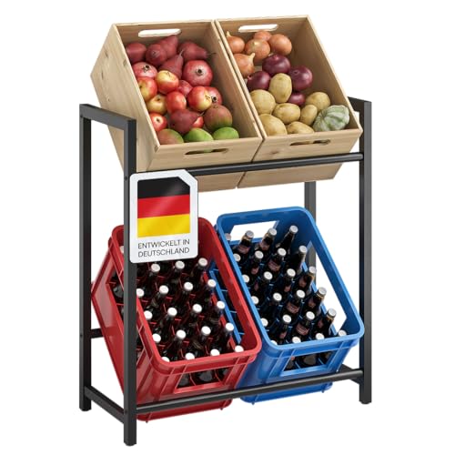 STEELSØN Macondo Getränkekistenregal für 4 Kisten - Stabiles & Platzsparendes Getränkeregal - verstellbares Kistenregal Schwarz Metall - Kastenständer für Getränkekisten & Obst - Bierkisten Regal von STEELSØN