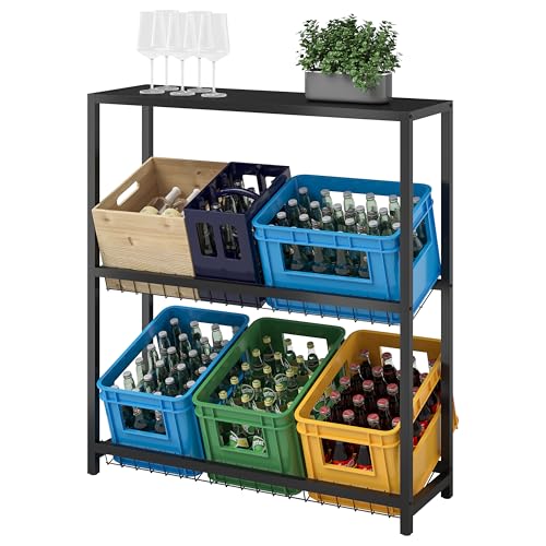 STEELSØN Getränkekistenregal mit MDF Ablage Montune, mit Gitterhalterung aus Metall, 115H x 105B x 33T cm Regale für Getränkekisten für 6 Kisten, Getränkeregal Schwarz STEELSØN Getränkekistenregal mit MDF Ablage Montune, mit Gitterhalterung aus Metall, 115H x 105B x 33T cm Regale für Getränkekisten für 6 Kisten, Getränkeregal Schwarz von STEELSØN