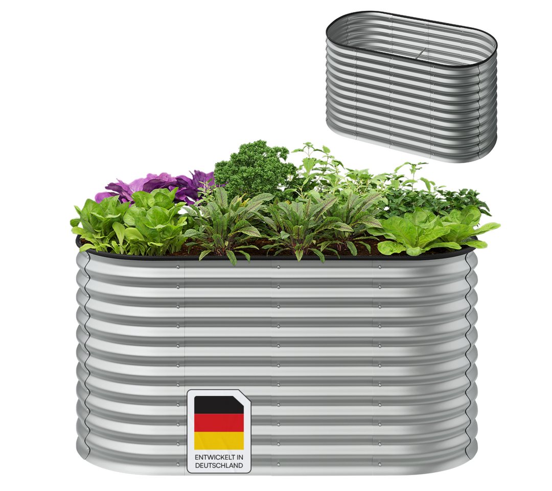 STEELSØN Hochbeet Talara (verfügbar in Anthrazit/Silber), mit offener Bodenstruktur & Stabilisierungsstrebe von STEELSØN