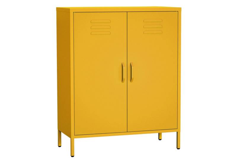 STEELSØN Kommode Atria (senfgelb, 100x80x38 cm), Metallschrank, schmal mit Doppeltür und 2 variablen Einlegeböden von STEELSØN