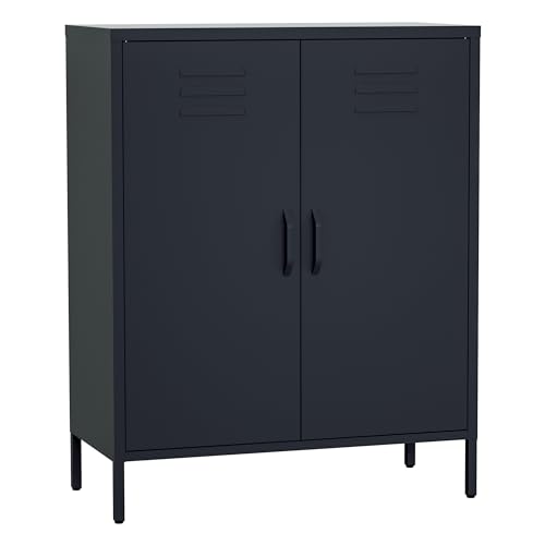 STEELSØN Kommode Atria schwarz, Sideboard für Wohnzimmer, Metall Kommode mit Doppeltür, Metallschrank, Mehrzweckschrank Größe 100x80x38 cm von STEELSØN