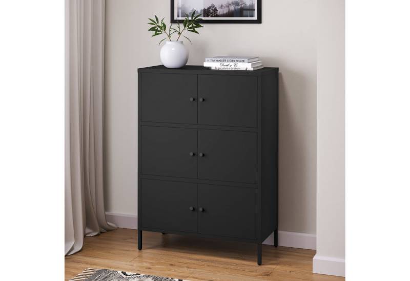 skølm Kommode Atriona (Metallschrank, Wohnzimmerschrank aus Stahl), schwarz, aus Stahl, 113,5 x 38 x 80 cm von skølm