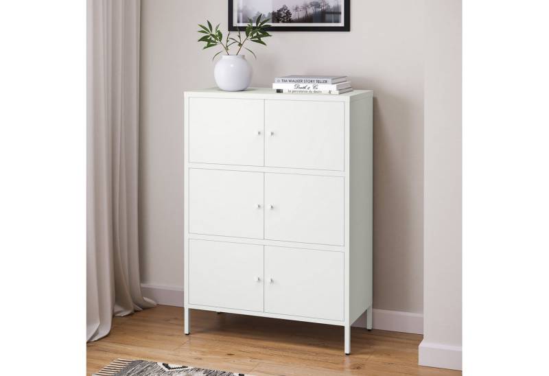 skølm Kommode Atriona (Metallschrank, Wohnzimmerschrank aus Stahl), weiß, aus Stahl, 113,5 x 38 x 80 cm von skølm