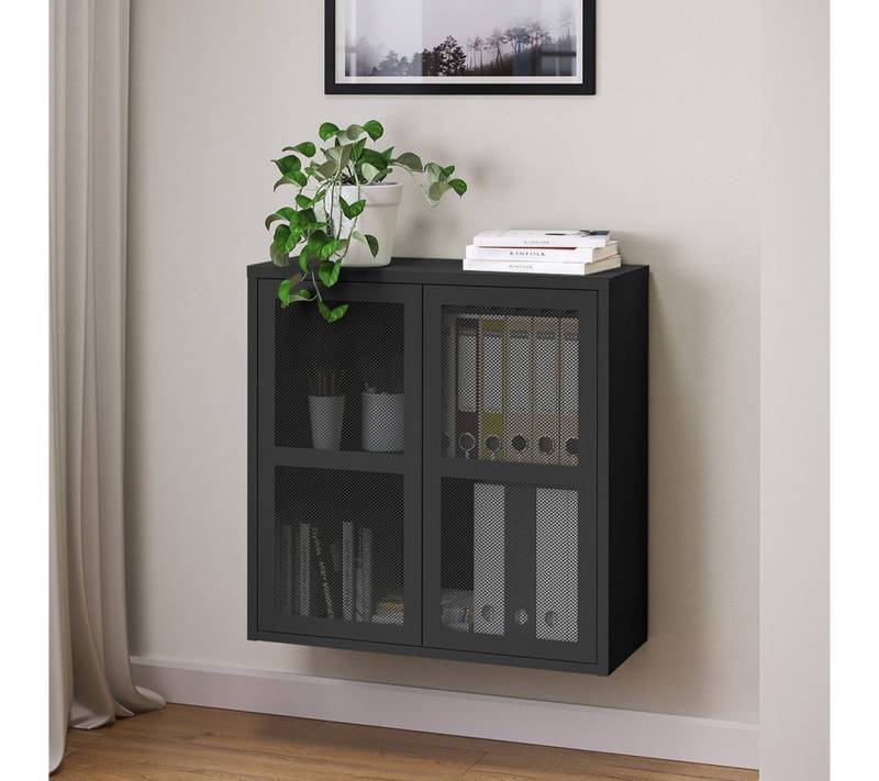 skølm. Kommode Zephyr (Sideboard auch mit Füßen verfügbar), Metallschrank mit Push-to-open, flexible Montage, schwarz von skølm.