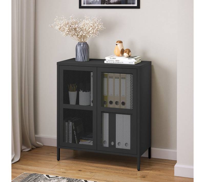 skølm. Kommode Zephyr (Sideboard auch ohne Füße verfügbar), Metallschrank mit Push-to-open, schwarz von skølm.