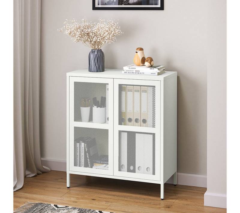 skølm. Kommode Zephyr (Sideboard auch ohne Füße verfügbar), Metallschrank mit Push-to-open, weiß von skølm.