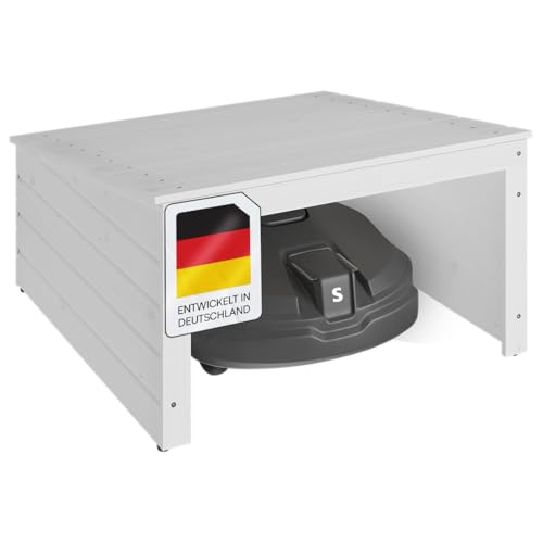 STEELSØN Mähroboter Garage Merope, Garage für Rasenmäher aus Holz mit abnehmbaren Pultdach, Mähroboter Haus Weiß lackiert, Überdachung, Unterstand 31/42 x 77 x 77 cm HxTxB STEELSØN Mähroboter Garage Merope, Garage für Rasenmäher aus Holz mit abnehmbaren Pultdach, Mähroboter Haus Weiß lackiert, Überdachung, Unterstand 31/42 x 77 x 77 cm HxTxB von STEELSØN