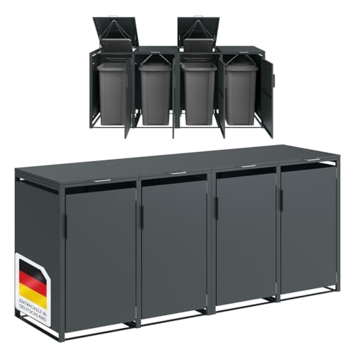 STEELSØN Thoria Mülltonnenbox 4er bis 240L – Mülltonnenverkleidung aus Stahl in Anthrazit – hochwertige Müllcontainer für 4 Tonnen – Müllbox wetterfest – UV-beständige Gerätebox/Mülltonnen Box von STEELSØN