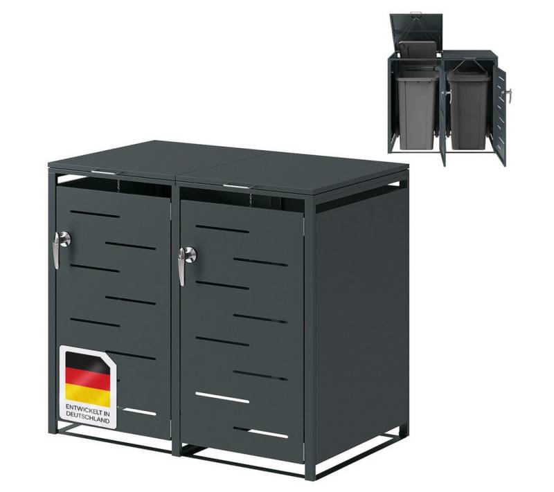 STEELSØN Mülltonnenbox Diorus (auch mit 1, 3, 4 oder 5 Türen verfügbar), aus verzinktem Stahl, für 2 Tonnen, anthrazit von STEELSØN