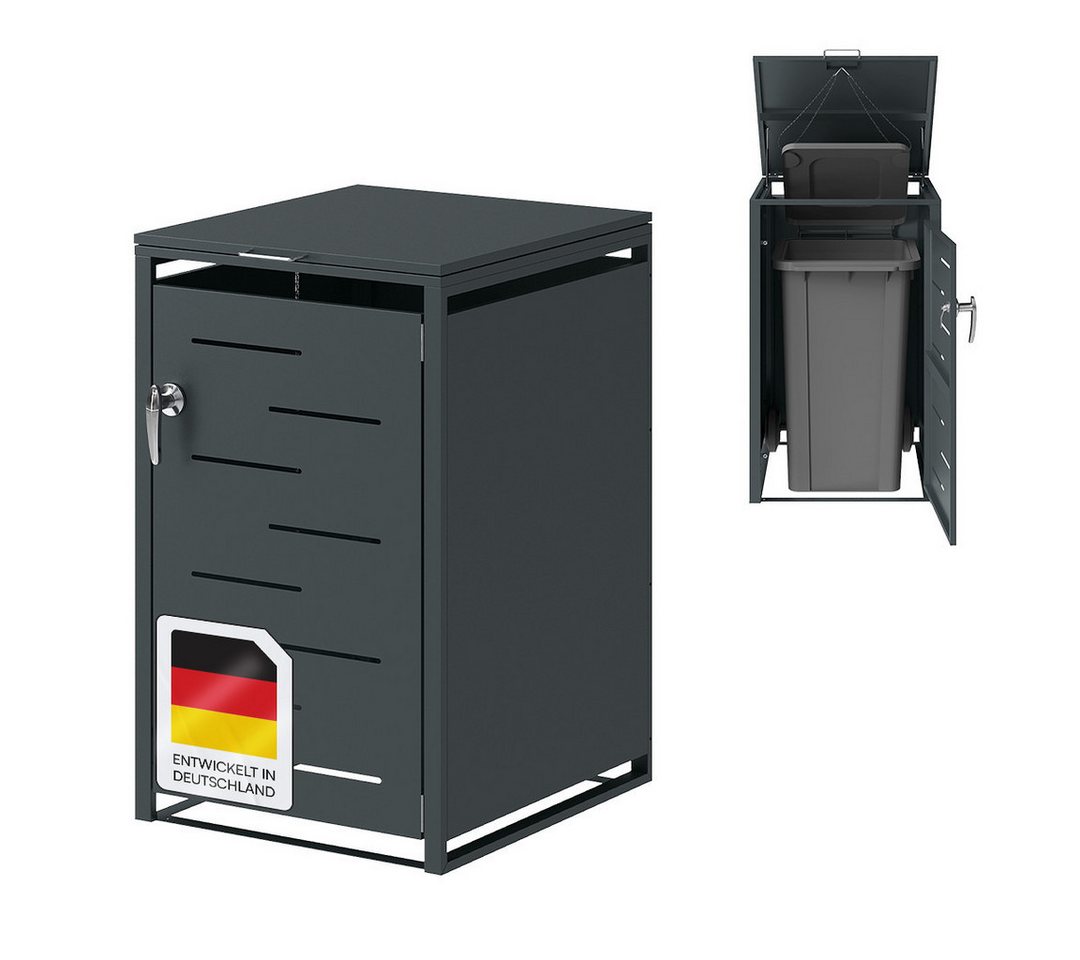 STEELSØN Mülltonnenbox Diorus 240L, abschließbar (Anthrazit, verfügbar mit 1, 2, 3, 4, oder 5 Türen), aus verzinktem Stahl von STEELSØN